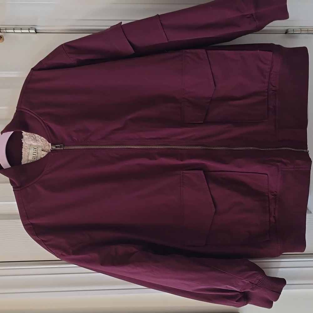 A.N.A BRAND WOMEN'S BEAUTIFUL WINE FRONT ZIPPERED FAUX FUR COAT JACKET SIZE XL